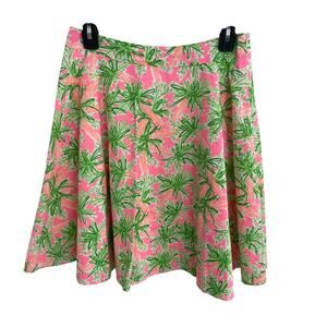 Lilly Pulitzer Pink Green Neon Palm Tree Print Flare Mini Skirt Womens Size 6